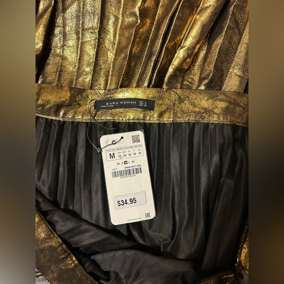 NWT Zara Woman Gold/Black Midi Skirt. - Picture 8 of 10